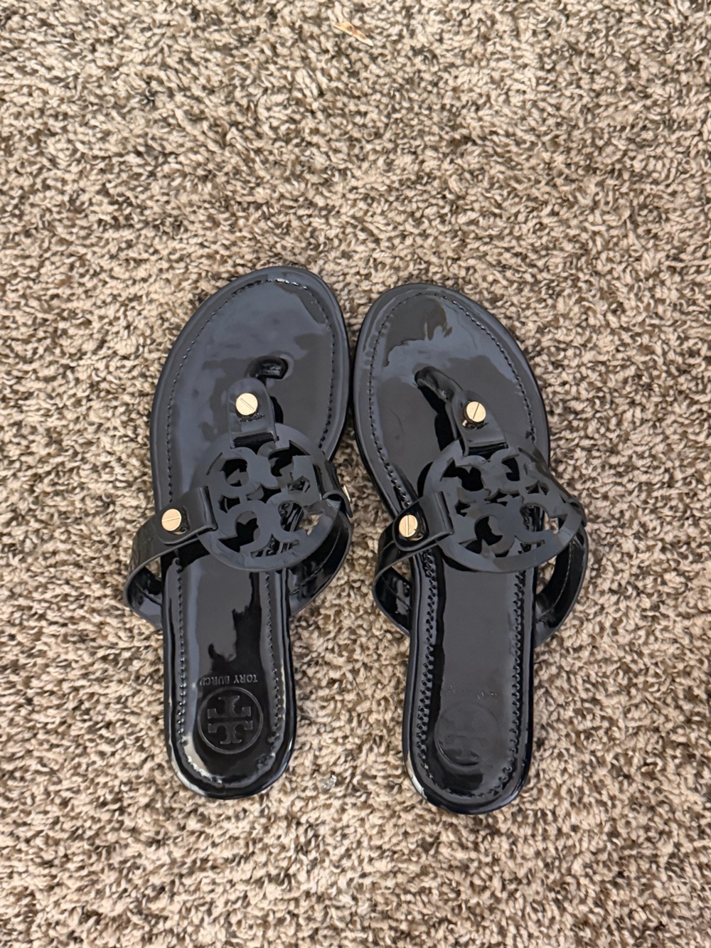 Tory Burch Black Patent Miller Sandals - Women's no box